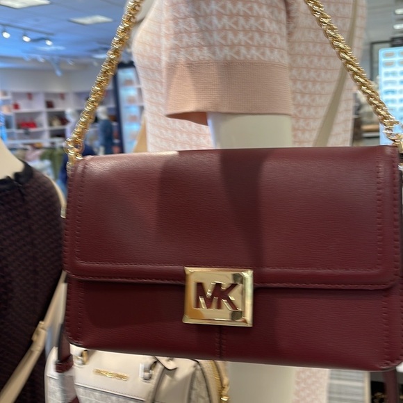 Michael Kors Sonia Medium Leather Shoulder Bag Merlot - Picture 11 of 16